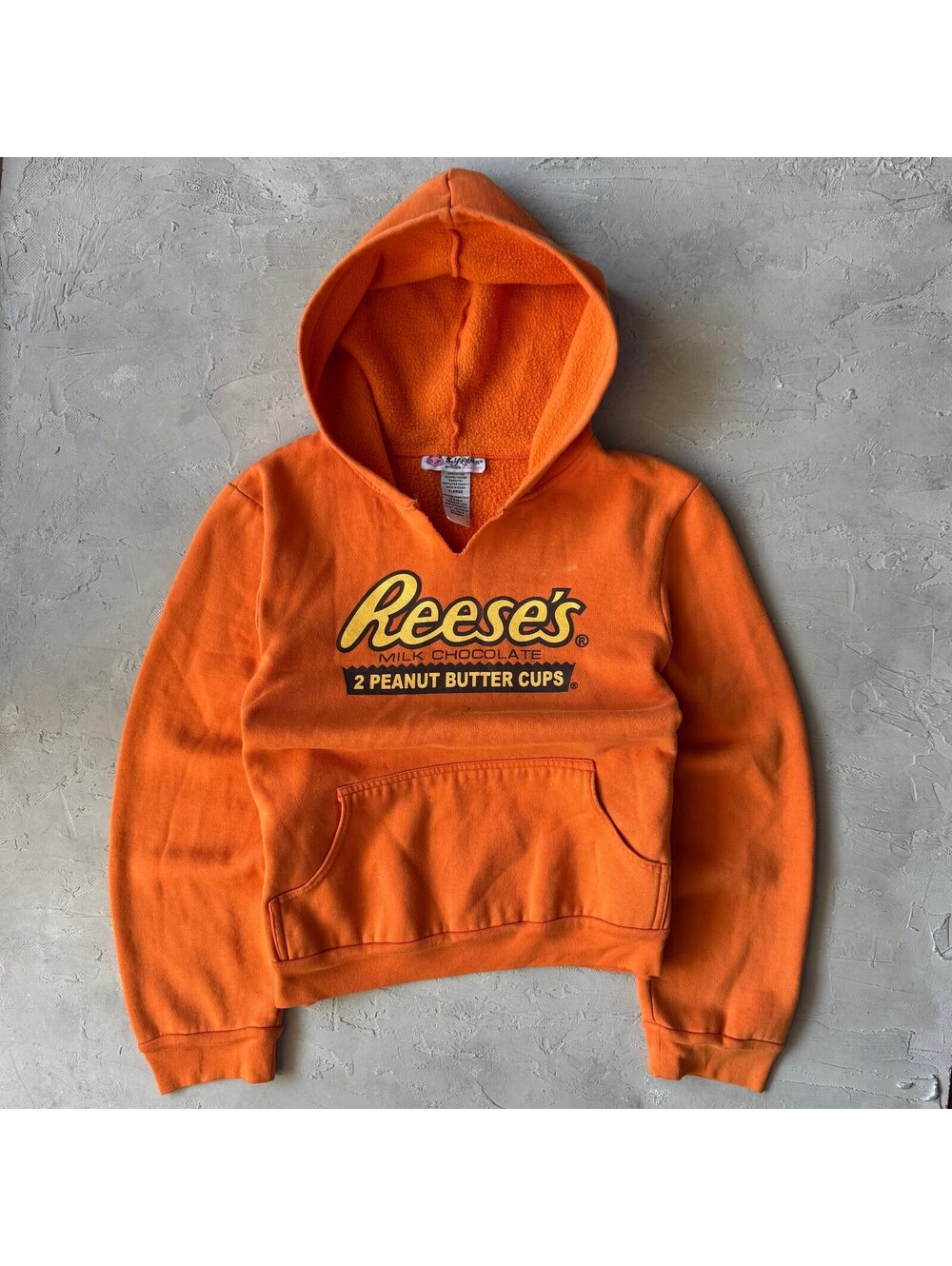 Vintage Y2K Reese's Peanut Butter Cups Cropped Orange Hoodie Women's Size XL